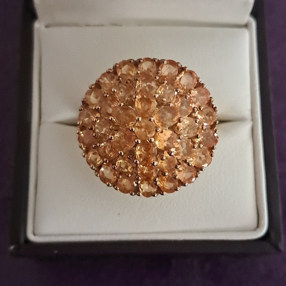 Premium Viceroy Spessartine Garnet Cluster Style Ring.